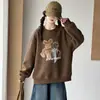 Sudadera de otoño para niñas 2026 nuevo estilo conjunto casual coreano de moda con estampado y jeans de pierna ancha para niñas mayores