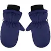 Nuevos guantes de esquí de invierno para niños, color liso, cálidos, engrosados, a prueba de viento, impermeables, antideslizantes, puño corto, guantes acanalados