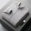 Suéter cárdigan de lana 100% pura, grueso, con cremallera y cuello medio alto, cárdigan suelto casual talla grande, tejido de punto, prenda de abrigo