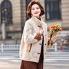 Casaco nobre da moda para mamãe roupas de primavera para mulheres de meia-idade 2024 novo outono e inverno casaco curto de pele
