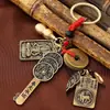 Latão Dinheiro dos Cinco Imperadores Pingente Chaveiro Zodiacal Doze Signos Chaveiro Atrator de Fortuna Ornamentos Acessórios para Reunião no Templo