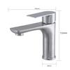 Grifo de baño de lavabo de acero inoxidable gris pistola, grifo de lavabo de un solo orificio, grifo plano de agua fría y caliente