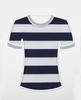 Processamento personalizado liso tecido listrado primavera e verão camiseta respirável confortável tecido listrado micro-elástico malha tecido