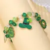 Europa y América. Pulsera Verde del Día de San Patricio Apilada con Cuentas de Arcilla Suave, Decoración de Colgante Hecho a Mano de Trébol de Cuatro Hojas de Buena Suerte