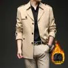 Exclusivo para ventas transfronterizas: Gabardina de otoño e invierno para hombre M-8XL en 7 colores, con cuello de solapa, forro polar y abrigo grueso de longitud media estilo británico
