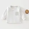 Roupa Infantil Unissex Primavera e Outono Camiseta Bebê Moletom Estiloso Estilo Coreano Infantil Bloco de Cores Listrado Roupas de Outono Estilo Japonês Camada Base Inverno