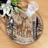 Venda Quente Transfronteiriça Estilo Rústico Jogo Americano Tecido Falso Jogo Americano Natalino Impresso em 2D Jogo Americano Redondo de Bambu e Cânhamo Decoração de Mesa