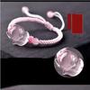 Atacado Pulseira de Raposa Esculpida em Cristal Rosa Natural Pulseira Feminina de Cordão Vermelho Tecido à Mão Joias de Cristal