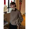 Camisa Polo Retro Americana de Manga Larga para Mujer a Principios de Otoño, Camiseta con Solapa de Espiga, Top Holgado de Gama Alta