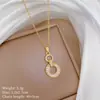 [Acero de Titanio] Juego de Collar y Aretes Anillo de Diamantes Completo de Lujo Ligero Cadena Personalidad Elegante Juego de Collar y Aretes para Banquete