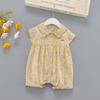 Ropa de Bebé Estilo Coreano Romper de Verano para Niña con Estampado Floral Pequeño Mono de Moda Atuendo de Salida y Gateo para Pequeña Princesa con Cuello Peter Pan