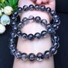 Pulsera de un solo anillo con cristales de cabello negro brasileño, piedra original, pulsera de un solo anillo con cristales de cabello, joyería de moda de cristal, regalo para hombres y mujeres
