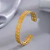 Lele Joias Pulseira Aberta Simples de Luxo Leve em Aço Inoxidável 304 para Mulheres, Ajustável, Elegante, Superfície Lisa, Design Vazado Joia