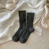 Calcetines de Lana Retorcida Estilo Japonés Otoño e Invierno para Mujer Estilo Coreano Vintage Ins Color Sólido Simple Engrosados Cálidos de Caña Media Apilados