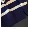 Blusas de Manga Comprida para o Início do Outono, Tricôs Listrados, Tricôs de Gola Redonda para Outono e Inverno, Tricôs Soltos para Usar por Baixo, Novos Estilos para Primavera e Outono