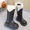 Botas Largas de Moda para Niñas con Forro Polar 2025 Botas de Cuero de Princesa Elegantes para Niñas Niños Medianos y Grandes Botas Altas Cálidas por Encima de la Rodilla