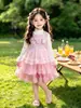 Conjunto de Vestido de Bolo de Coelho com Laço de Manga Longa para Meninas Outono 2026 Novo Vestido de Princesa Infantil Conjunto de Duas Peças