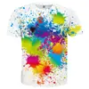 Camiseta de manga curta estampada digitalmente em 3D, popular no exterior, para o verão, solta, com efeito estereoscópico 3D para olho nu, sucesso europeu e americano