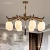 Lámpara colgante pequeña de estética estilo canción, nuevo candelabro de mesita de noche estilo chino nuevo, lámpara colgante retro de madera de nogal inspirada en Zen para vestíbulo y pasillo