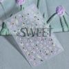 Adesivos de nail art quentes transfronteiriços ins primavera novo relevo tridimensional pintado à mão cor flor de pessegueiro borboleta decalque de unha