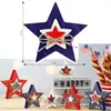 Transfronterizo Nuevo 5mm de Grosor Bandera de EE.UU. Estrella de Cinco Puntas Decoraciones del Día de la Independencia Artesanías de Madera Adornos de Escritorio