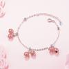 Pulsera de Cristal de Fresa de Moda Estilo Coreano para Mujer Pulsera Pequeña Fresca Estilo Mori Flor de Durazno Pulsera de Cristal