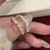 Anillo Brillante de Alta Gama para Mujer, Lujo Ligero, Exquisito y de Moda, Anillo Abierto Irregular de Gota de Agua, Estilo Fresco, Anillo de Dedo Índice Moderno