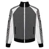 Otoño Invierno Lunares Estampado de Leopardo Cinta Tejida Patchwork Cuello Alto Cremallera Chaqueta para Hombre Retro Americano Casual Deportivo Cárdigan Top