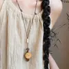 Collar Colgante de Cuentas de Madera Estilo Étnico Retro, Elegante de Moda, Cadena Clavicular de Nicho, Versátil con Estilo, Joyería de Alta Gama para Mujeres