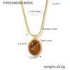 Colar Colar Pingente Pedra Olho de Tigre Misteriosa Estilo Retro Hong Kong Minimalista Oval