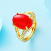 Anillo abierto de calcedonia con gema de imitación chapado en oro de 24k de moda anillo de oro de Vietnam para mujer que no se desvanece con el tiempo