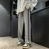 Pantalones Casuales Rectos de Moda Estilo Americano para Hombre con Diseño Jacquard, Caída Única y Bloques de Color, Pantalones Deportivos
