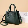Bolsa de mão feminina transfronteiriça nova moda com estampa de crocodilo, bolsa transversal casual para o dia a dia, bolsa de ombro feminina simples