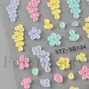 Pegatinas de Arte para Uñas Nuevas Transfronterizas, 5D Tridimensional en Relieve Diseño Floral Corazón de Amor y Racimo de Flores Pegatinas para Uñas