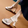 Pantuflas de Tacón Alto con Pedrería para Mujer, Nuevo Estilo Verano 2026, Plataforma Impermeable Suave, Sandalias Cómodas de Tacón Grueso