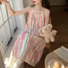 Camisola para Mulheres, Estilo Coreano de Verão, Pode Ser Usada Fora, Roupa de Casa de Algodão Nuvem, Vestido Regata Fofo de Desenho Animado Fino com Gola Redonda Solto para Mulheres