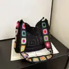 Bolsa de tricô vermelha estilo coreano para passeios de férias, bolsa de ombro de tricô casual de praia verão 2026