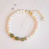 Pulsera de Perlas de Agua Dulce Naturales, Diseño de Nicho de Lujo Ligero, Chapada en Cobre con Oro de 14K, Joyería de Perlas de Moda y Versátil para Mujer