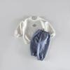 Primavera y Otoño Bebé y Niños Pequeños Suéter para Bebé Pantalones Color de Contraste Sudadera de Algodón Moderna Traje Deportivo de Dos Piezas