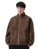 Roupas Masculinas Casa do Bordo / Jaqueta de Couro Forrada Xadrez Primavera e Outono, Simples Jaqueta Melard Desgastada Top