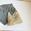 Bolso de Paja Tejida Calado de Verano, Bolso de Playa para Vacaciones, Bolso de Paja a la Moda, Bolso Tote de un Solo Hombro, Bolso Tejido a Mano