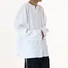 Camiseta Masculina Tendência Nova Cor Sólida Gola V Manga Longa Cruzada Casual Versátil Simples Canelada