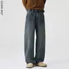 Calça Jeans Masculina de Inverno com Bainha Curva Estilo Americano, Forrada com Fleece, Modelagem Solta, Tamanhos Grandes, Jeans Grosso Vintage High Street para Homens