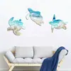 Decoración de pared de tortuga de madera minimalista transfronteriza juego de tres piezas para arte de pared interior y exterior decoración del hogar tema oceánico