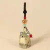 Llavero colgante de talla de madera hecha a mano para llaves de coche de gato, colgante para mochila escolar de mascota linda femenina, regalo para novias, venta al por mayor