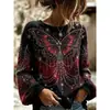 2026 Nova Camisa de Manga Longa para Halloween Rosa Aranha Gola Redonda Manga Longa Top Vintage Escuro Gótico Top