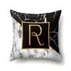 Funda de almohada de poliéster con estampado de mármol para decoración del hogar, funda de almohada con 26 letras en inglés QTB13