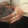 Anillo Cruzado de Línea Estilo Minimalista Fresco para Mujer, Anillo Abierto Versátil de Moda Personalidad Temperamento, Anillo para Dedo Índice Estilo Ins
