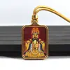 Pingente Mini Thangka de Aço Titânio Cinnabar Estilo Xizang, Oito Divindades Guardiãs, Deus Amarelo da Riqueza, Amuleto Pingente Buddha da Vida Passada e Presente Atacado