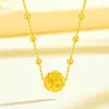Collar con Colgante de Concha de Agua Oro 3D Oro Puro 999 Flor de Rosa Cadena para Clavícula Princesa Fugitiva Regalo para Transmisión en Vivo Artículo Popular